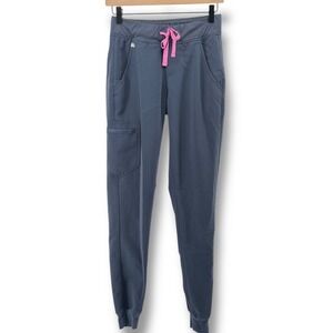 FIGS Zamora Jogger Scrub Pants Womens XS Tall Blue Pink Medical Limited Edition